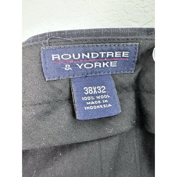 Men's Roundtree  & Yorke‎ Blue Chino Pants Pincheck Wool Pleated Size 38 x 32 - Picture 7 of 8